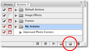 Create a new action in Photoshop by clicking on the New Action icon. 