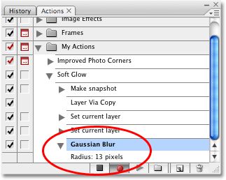 The fifth step has now been added to the action in the Actions palette in Photoshop. 
